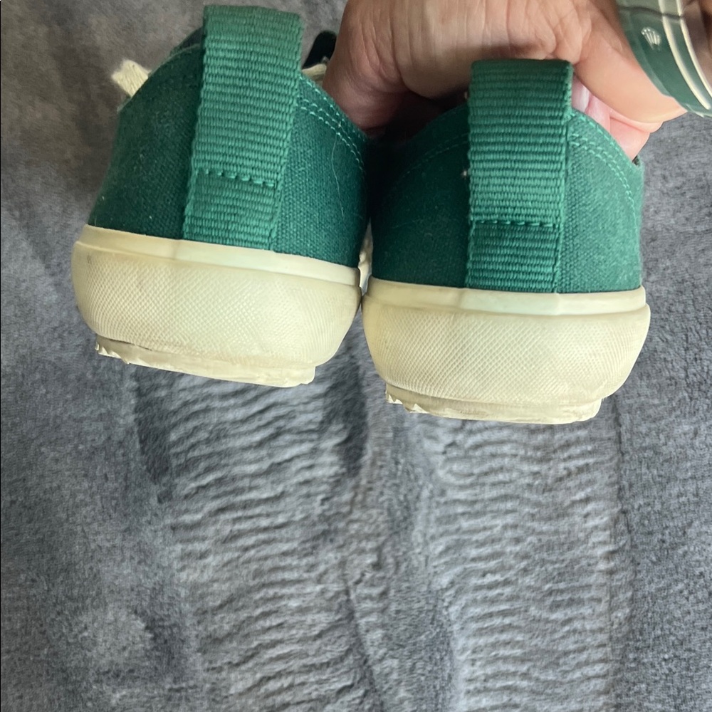Veja Green Canvas Low-Top Sneakers with Cream Accents - Picture 4 of 7